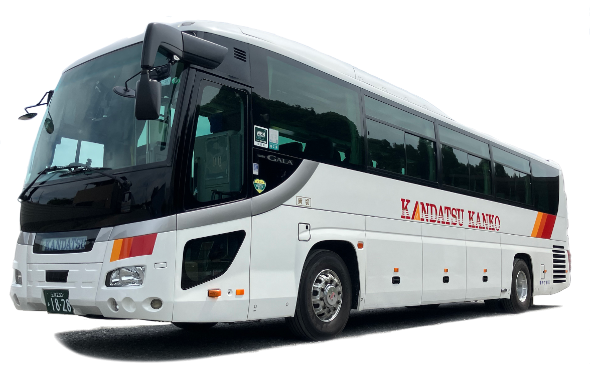神立観光のトイレ付大型バスの外観